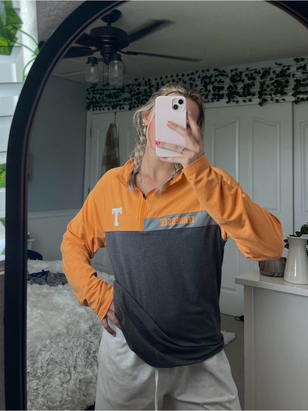 Tennessee Colorblock Quarter-Zip Pullover - Orange & Charcoal